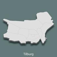 3d isometrische kaart van tilburg is een stad van Nederland vector