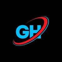 gh logo. gh ontwerp. blauw en rood gh brief. gh brief logo ontwerp. eerste brief gh gekoppeld cirkel hoofdletters monogram logo. vector
