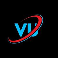 vu v u brief logo ontwerp. eerste brief vu gekoppeld cirkel hoofdletters monogram logo rood en blauw. vu logo, v u ontwerp. vu, v u vector