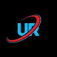 ur u r brief logo ontwerp. eerste brief ur gekoppeld cirkel hoofdletters monogram logo rood en blauw. ur logo, u r ontwerp. jij, u r vector