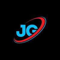 jg logo. jg ontwerp. blauw en rood jg brief. jg brief logo ontwerp. eerste brief jg gekoppeld cirkel hoofdletters monogram logo. vector