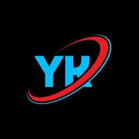 yk y k brief logo ontwerp. eerste brief yk gekoppeld cirkel hoofdletters monogram logo rood en blauw. yk logo, y k ontwerp. ja, y k vector