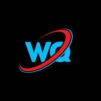 wq w q brief logo ontwerp. eerste brief wq gekoppeld cirkel hoofdletters monogram logo rood en blauw. wq logo, w q ontwerp. wq, w q vector