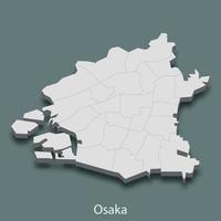 3d isometrische kaart van Osaka is een stad van Japan vector