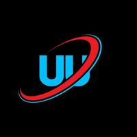 uu u u brief logo ontwerp. eerste brief uu gekoppeld cirkel hoofdletters monogram logo rood en blauw. uu logo, u u ontwerp. uu, u u vector