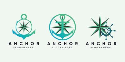 reeks van anker logo ontwerp bundel voor matroos icoon met creatief concept premie vector