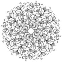 abstract overladen mandala met krullen en tekening bloemen, meditatief kleur bladzijde en verstrikt patronen vector