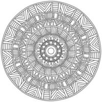 symmetrisch contour mandala met lineair patronen, meditatief kleur bladzijde in de vorm van een cirkel vector
