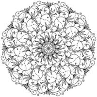 delicaat overladen mandala met krullen en tekening bloemen, anti spanning kleur bladzijde en verstrikt patronen vector