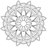 bloem contour mandala met groot bloemblaadjes, meditatief kleur bladzijde vector illustratie