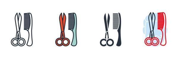 schaar en kam icoon logo vector illustratie. haar- salon symbool sjabloon voor grafisch en web ontwerp verzameling