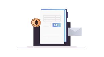 berekenen factuur voor belasting verklaring en inkomen belasting opbrengst, bedrijf facturen concept vlak vector illustratie.