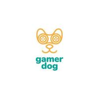 gezicht hond gamer logo ontwerp lijnen vector
