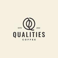 brief q met koffie Boon logo ontwerp vector