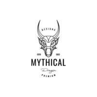 mythisch hoofd draak gehoornd logo ontwerp vector