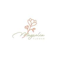 vrouwelijk magnolia bloemen logo ontwerp vector