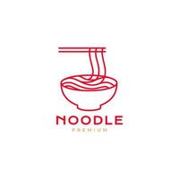 esthetisch noodle eetstokjes en kom logo ontwerp vector