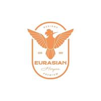 Euraziatisch hop wijnoogst logo vogel vector