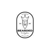 oud baard tekenfilm koning insigne wijnoogst logo vector