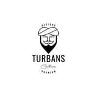 glimlach Mens gebaard met tulbanden logo ontwerp vector