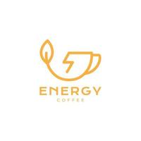 kop koffie thee blad energie logo ontwerp vector