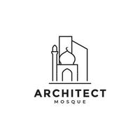 minimalistische architect moskee icoon logo ontwerp vector