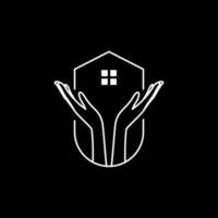 handen omhoog hoop met huis logo ontwerp vector