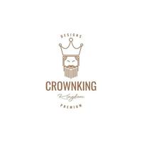 tekenfilm oud Mens baard koning kroon logo ontwerp vector