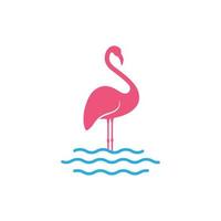 abstract flamingo met meer logo ontwerp vector