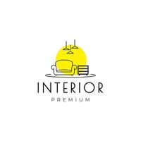 interieur meubilair sofa met verlichting logo ontwerp vector