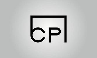 brief cp logo ontwerp. cp logo met plein vorm in zwart kleuren vector vrij vector sjabloon.