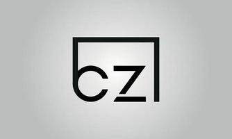 brief cz logo ontwerp. cz logo met plein vorm in zwart kleuren vector vrij vector sjabloon.