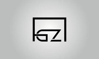 brief gz logo ontwerp. gz logo met plein vorm in zwart kleuren vector vrij vector sjabloon.
