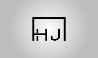 brief hj logo ontwerp. hj logo met plein vorm in zwart kleuren vector vrij vector sjabloon.