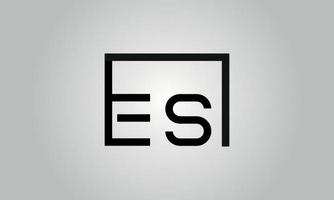 brief es logo ontwerp. es logo met plein vorm in zwart kleuren vector vrij vector sjabloon.