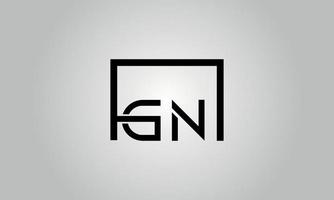 brief gn logo ontwerp. gn logo met plein vorm in zwart kleuren vector vrij vector sjabloon.