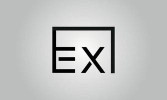 brief ex logo ontwerp. ex logo met plein vorm in zwart kleuren vector vrij vector sjabloon.