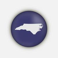 Noord-Carolina staat cirkel kaart met lange schaduw vector