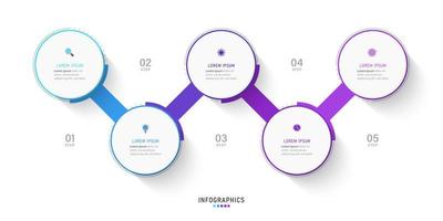 vector infographic labelontwerpsjabloon met pictogrammen en 5 opties of stappen. kan worden gebruikt voor procesdiagram, presentaties, workflowlay-out, banner, stroomschema, infografiek.