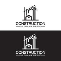 bouw, huis reparatie, en gebouw concept logo ontwerp, huis gebouw bouw vector logo sjabloon
