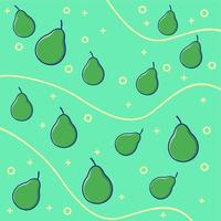 avocado fruit motief achtergrond en gebogen lijnen vector