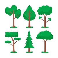 een verzameling van divers soorten van groen bladerde bomen vector