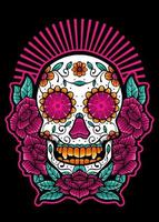 dia de los muertos, dag van de dood schedel, Mexicaans vakantie, festival vector Japans illustratie stijl geïsoleerd. bewerkbare laag en kleur.