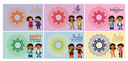 india vakantie ontwerpen in verschillende kleuren vector