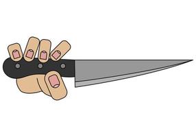 hand- Holding een mes, geïsoleerd Aan wit achtergrond in tekenfilm stijl in vector grafisch
