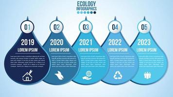 infographic eco water blauwe ontwerpelementen verwerken 6 stappen of opties delen met een druppel water. ecologie biologische natuur vector zakelijke sjabloon voor presentatie.