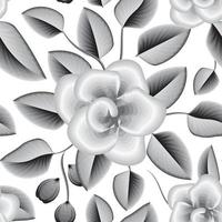 wijnoogst abstract monochromatisch bloemen naadloos patroon met zwart wit tropisch planten bladeren en gebladerte Aan wit achtergrond. bloemen achtergrond. exotisch tropen. zomer ontwerp. modieus structuur vector