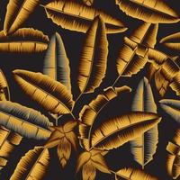 wijnoogst kleur vector ontwerp met banaan bladeren naadloos patroon modieus structuur ontwerp, textiel, kleding stof, afdrukken. origineel planten. tropisch bladeren. exotisch ontwerp en ornament. donker achtergrond