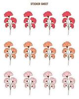 minimaal bloem stickers. kogel logboek stickers, planner, plakboek stickers ontwerp. vector