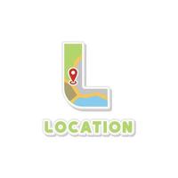 brief l plaats voor GPS kaart toepassing logo, straat route vinder en plaats vector